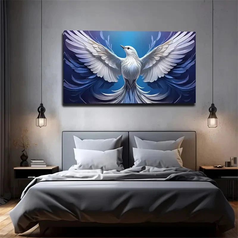 Elegant White Dove Wall Art Canvas Office Home Room Framed 120x60cm