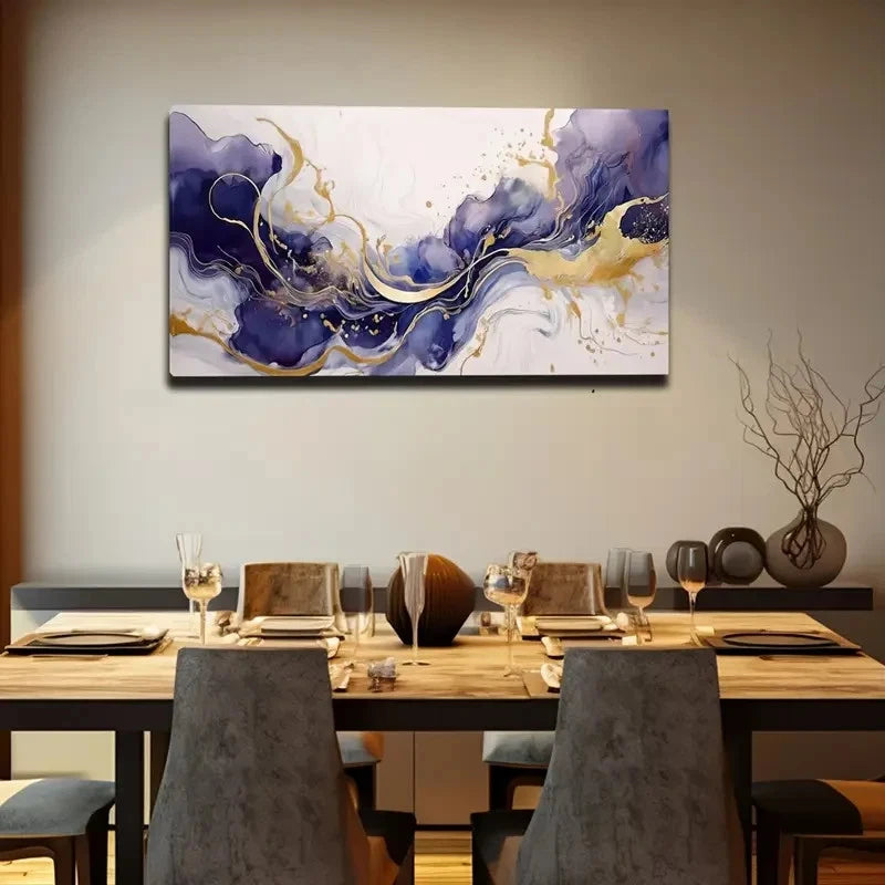 Purple and Golden Color Wall Art canvas office home room framed 120x60cm - Bella Home Decor