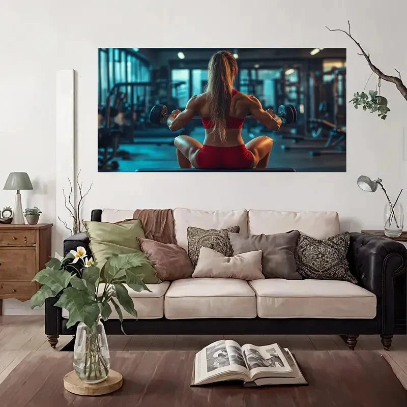 Fitness Motivation Wall Art Canvas Office Home Room Framed 120x60cm