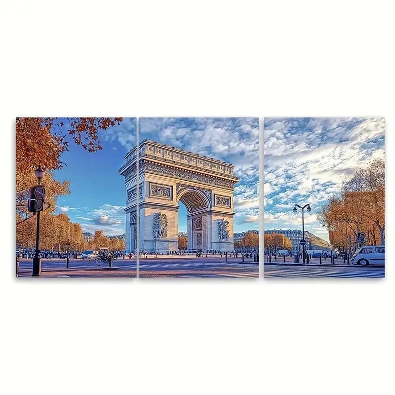 3pcs Place Charles de Gaulle KN Wall Art Set Canvas Framed 40x60cm - High Quality Print 100% Australian Made Wall Canvas Ready to Hang