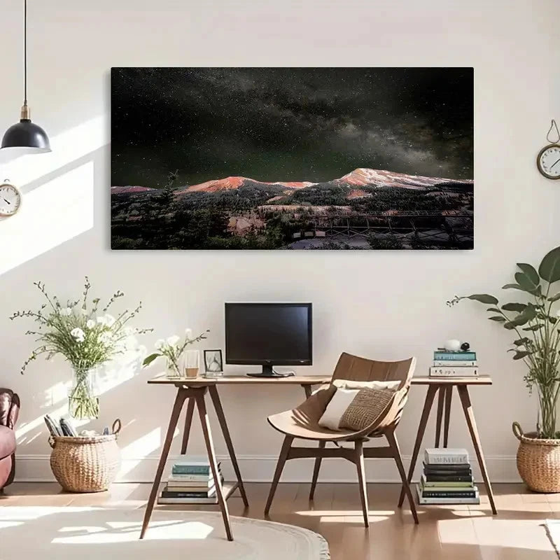 Milky Way And Red Mountains Wall Art Canvas Office Home Room Framed 120x60cm