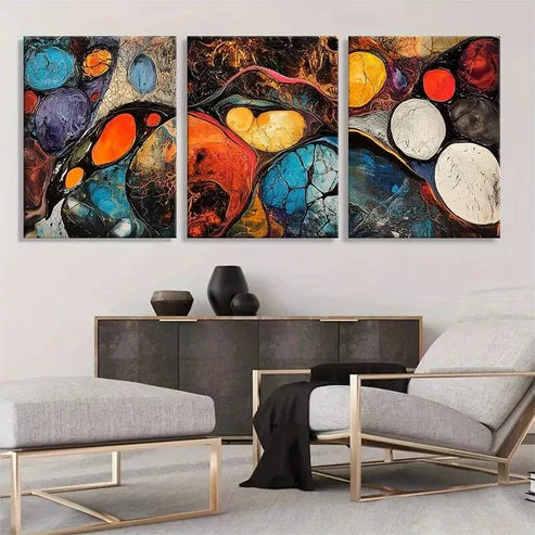 3pcs Vibrant Abstract Bubble Fluid Perfect Unframed - High Quality Print 100% Australian Made Wall Canvas