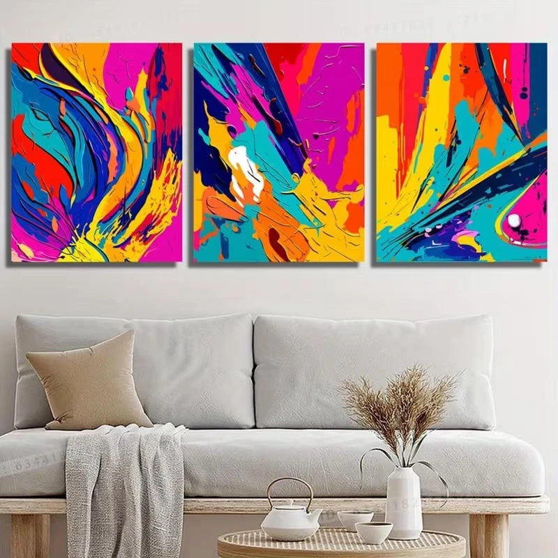 3pcs Colorful Abstract Art Metal Print Ready to Hang Art