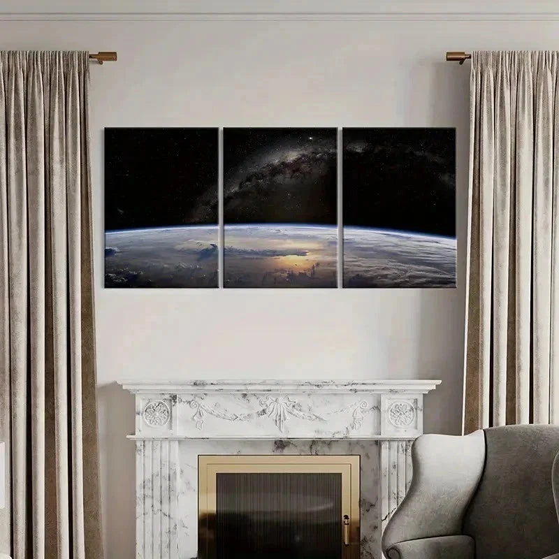 3pcs Outer Space Galaxy Planet Dark Universe Wall Art Set Canvas Framed 40x60cm - High Quality Print 100% Australian Made Wall Canvas Ready to Hang - Bella Home Decor