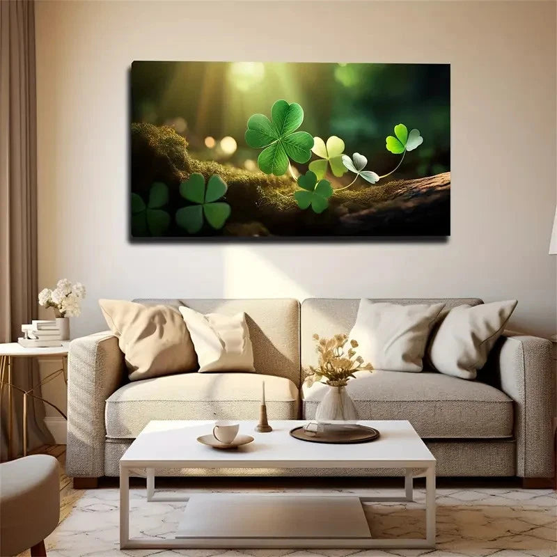 Romantic Four-Leaf Clovers Wall Art Canvas Office Home Room Framed 120x60cm