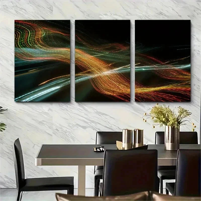 3pcs Colorful Lines & Dots Abstract Perfect Wall Art Set Canvas Framed 50x70cm - High Quality Print 100% Australian Made Wall Canvas Ready to Hang - Bella Home Decor