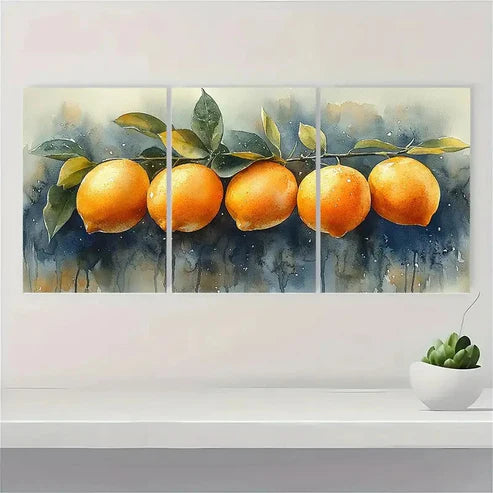 3pcs Lemon Tree Citrus Art Wall Art Canvas Unframed - High Quality Print 100% Australian Made Wall Canvas