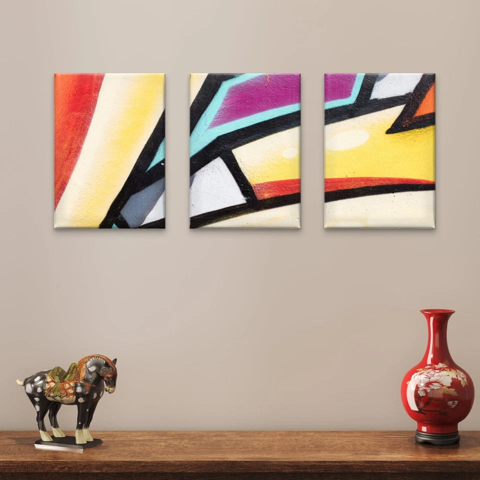3pcs Urban Abstract Graffiti Design Wall Art Set Canvas Framed 50x70cm - High Quality Print 100% Australian Made Wall Canvas Ready to Hang