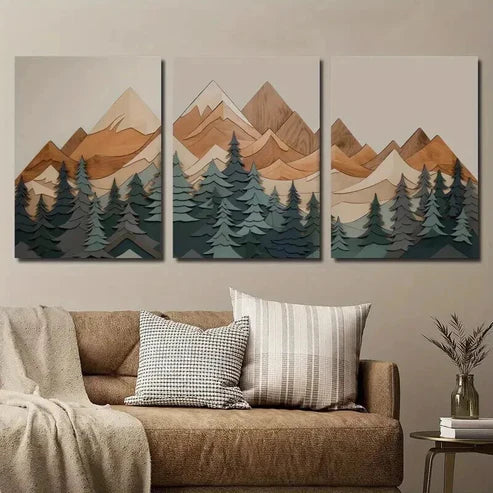 3pcs Abstract Nature Tree Landscape Decor Wall Art Canvas Unframed - High Quality Print 100% Australian Made Wall Canvas