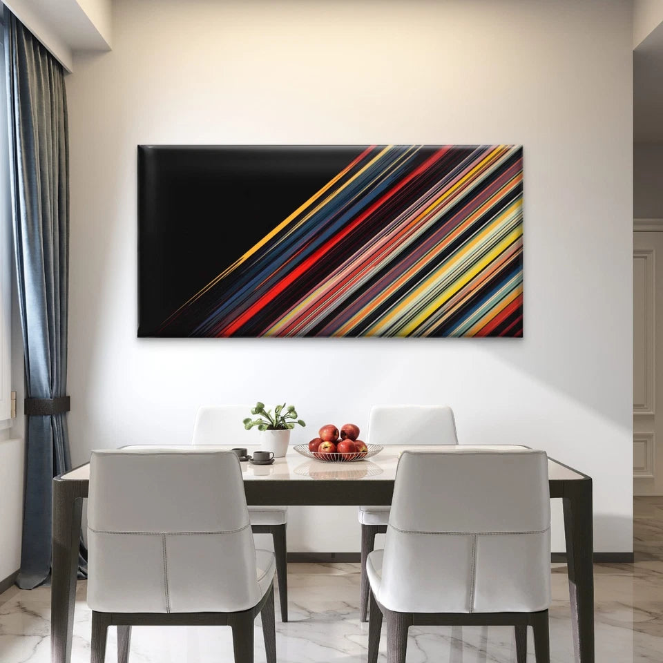 Abstract Diagonal Lines Wall Art Canvas Office Home Room Framed 120x60cm
