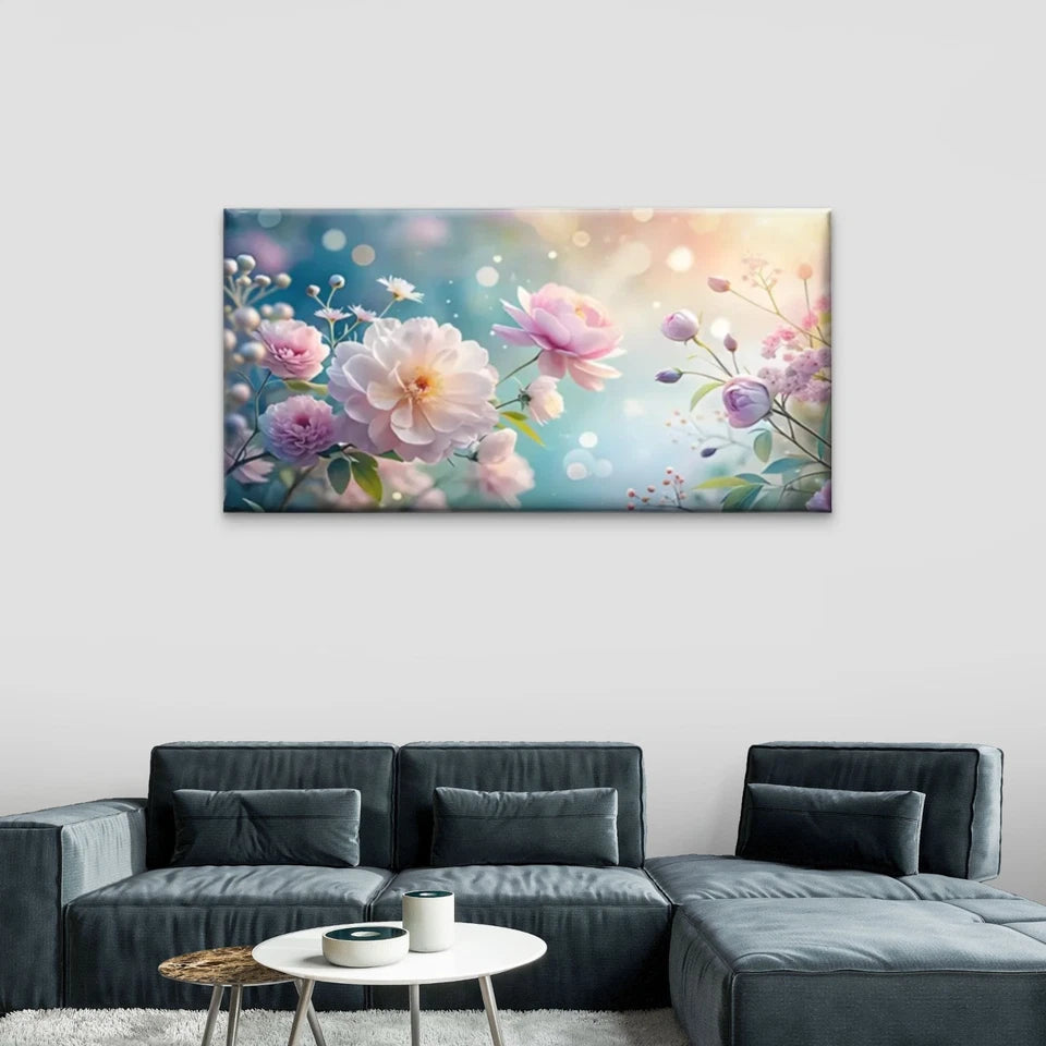 Beautiful Flowers Rose White Wall Art Canvas Office Home Room Framed 120x60cm