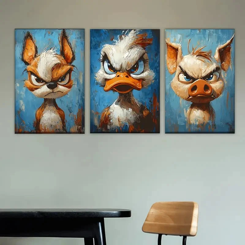 3pcs Birds in Various Colors And Expressions Wall Art Set Canvas Framed 60x90cm - High Quality Print 100% Australian Made Wall Canvas Ready to Hang - Bella Home Decor