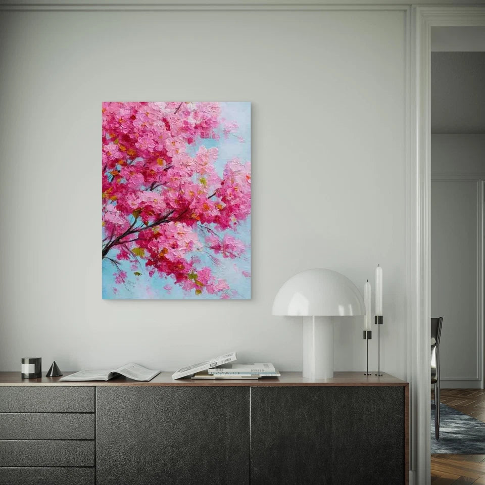 Cherry Blossom Oil Painting 40x60cm Metal Print Ready to Hang