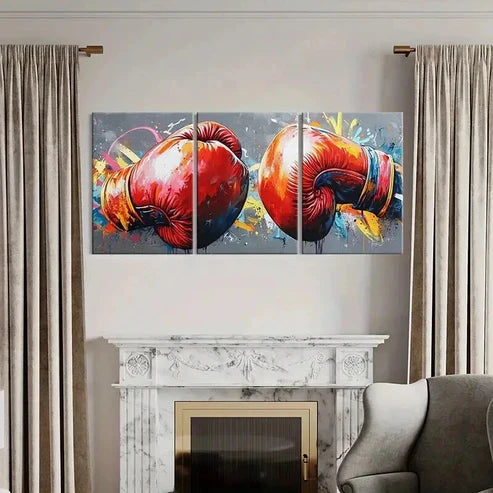 3pcs Abstract Graffiti Art of Boxing Gloves Wall Art Canvas Unframed - High Quality Print 100% Australian Made Wall Canvas - Bella Home Decor