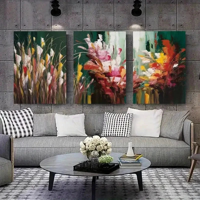 3pcs Multi-scene Use Wildflowers Wall Art Set Canvas Framed 60x90cm - High Quality Print 100% Australian Made Wall Canvas Ready to Hang
