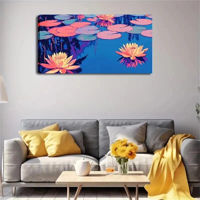 Vibrant For Lotus Blossoms Wall Art canvas office home room framed 120x60cm - Bella Home Decor