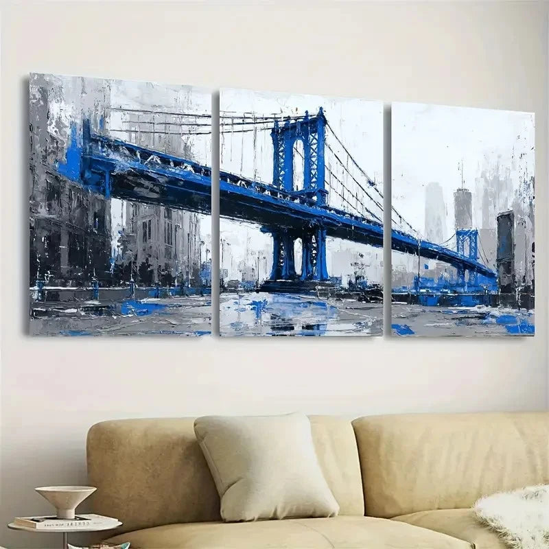 3pcs Dark Bridge Modern Art Wall Art Set Canvas Framed 40x60cm - High Quality Print 100% Australian Made Wall Canvas Ready to Hang - Bella Home Decor