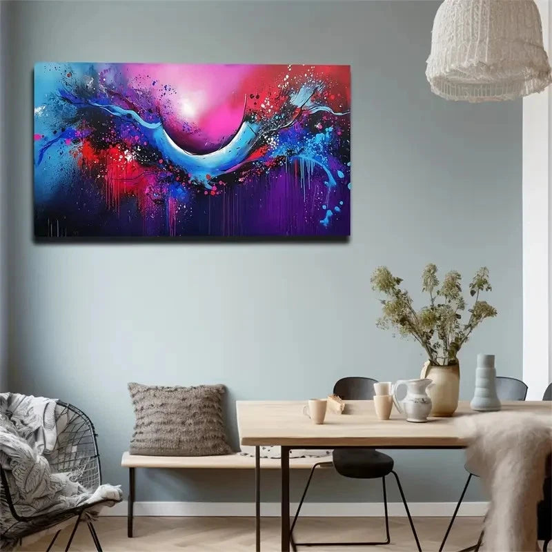 A Blend Of Pink And Blue Colors Wall Art Canvas Office Home Room Framed 120x60cm