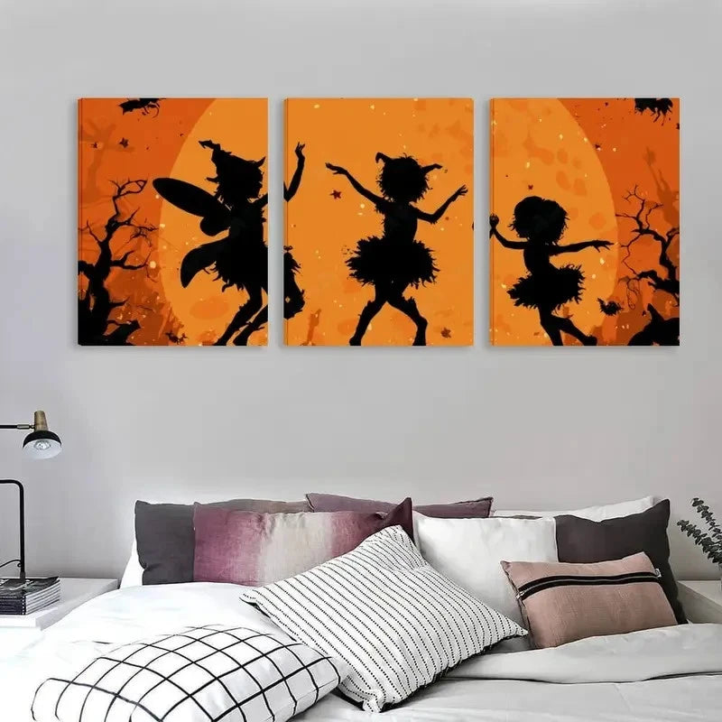 3pcs Gothic & Werewolf Spooky Halloween Decor Wall Art Set Canvas Framed 40x60cm - High Quality Print 100% Australian Made Wall Canvas Ready to Hang - Bella Home Decor