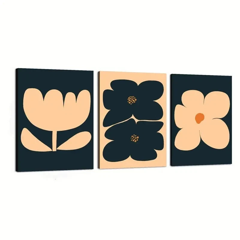 3pcs Renaissance Floral RFB Wall Art Set Canvas Framed 50x70cm - High Quality Print 100% Australian Made Wall Canvas Ready to Hang