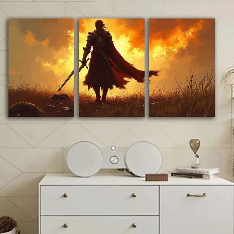 3pcs Sword Standing Inside The Man Wall Art Set Canvas Framed 50x70cm - High Quality Print 100% Australian Made Wall Canvas Ready to Hang