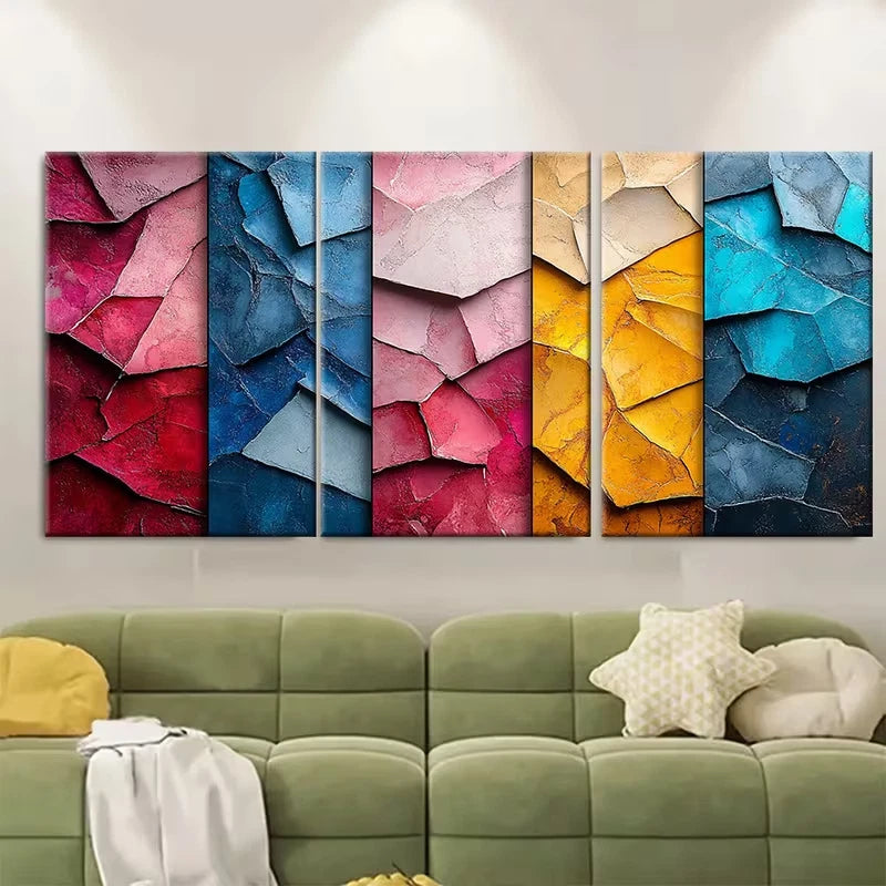 3pcs Marbled Geometric Collage Metal Print Ready to Hang Art