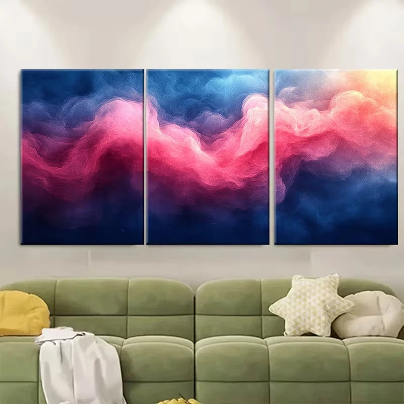 3pcs Abstract Blue Pink Watercolor Metal Print Ready to Hang Art