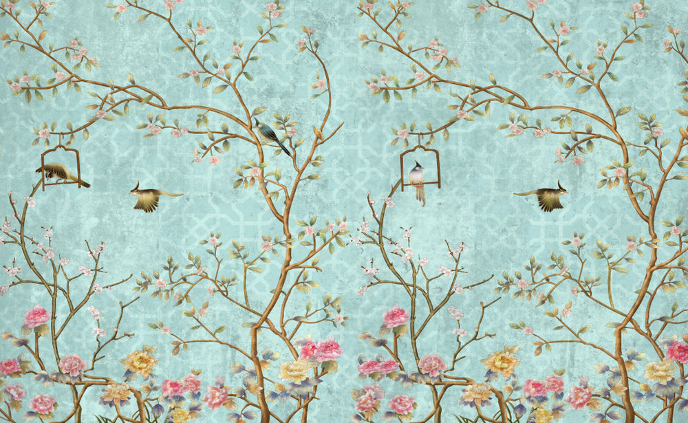 Birds & Flower Trees Painting Home Decor Premium Quality Poster Print Choose Your Sizes