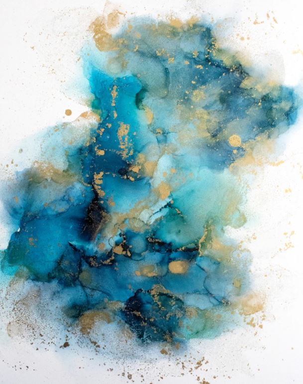 Blue & Gold Abstract Design Home Decor Premium Quality Poster Print Choose Your Sizes