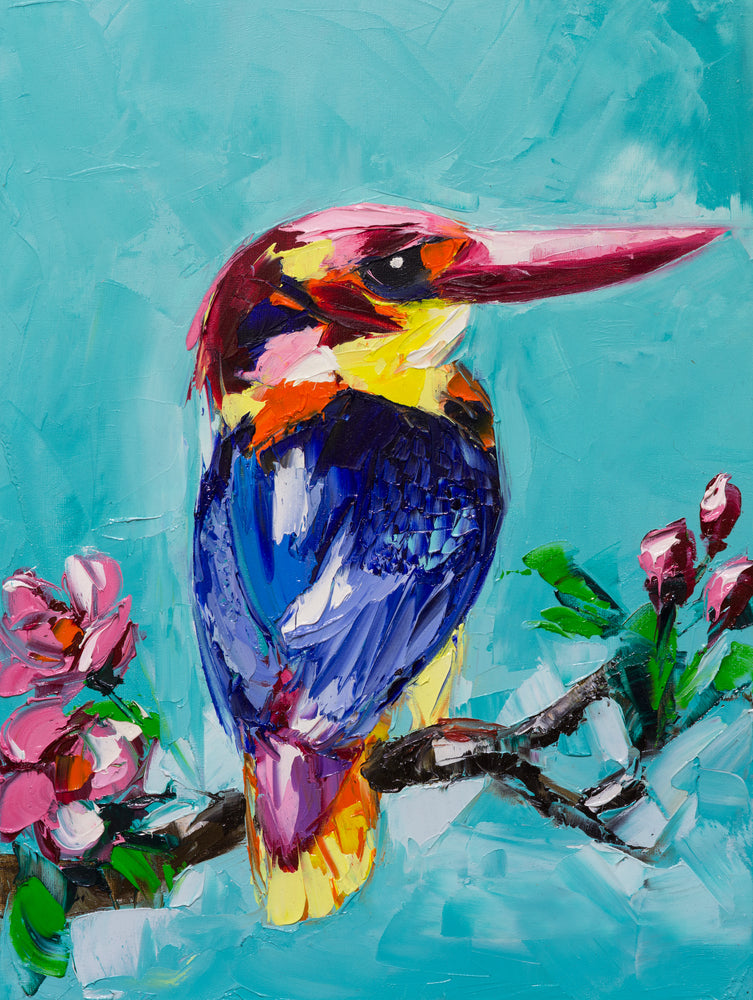 Kingfisher Bird Oil Painting Home Decor Premium Quality Poster Print Choose Your Sizes