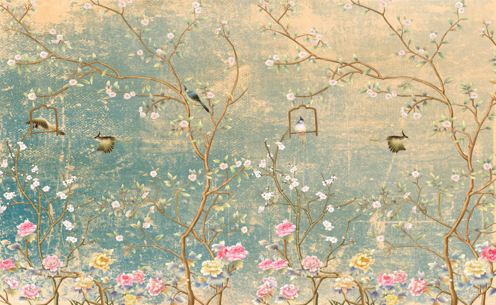 Birds & Flower Trees Painting Home Decor Premium Quality Poster Print Choose Your Sizes