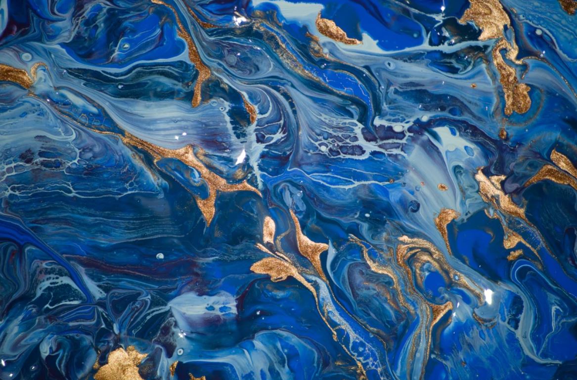 Blue & Gold Abstract Design Home Decor Premium Quality Poster Print Choose Your Sizes