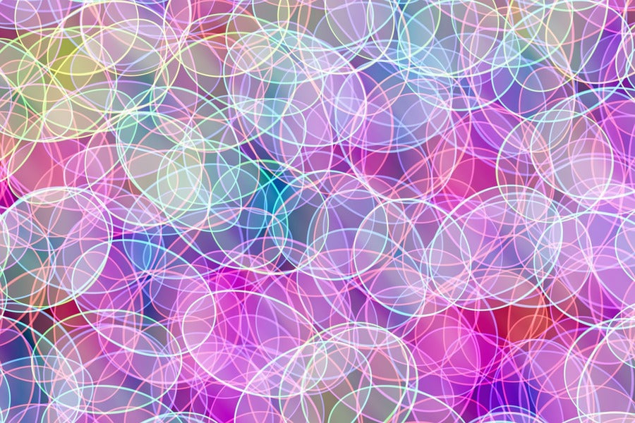 Pink Blue & Yellow Circles Lines Abstract Design Print 100% Australian Made