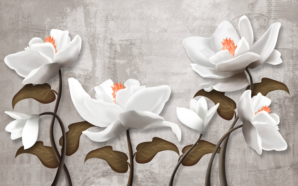 White Floral Painting Design Print 100% Australian Made