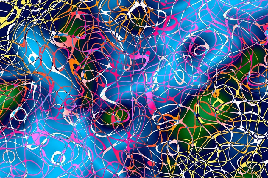 Colorful Digital Curve Lines Abstract Design Print 100% Australian Made