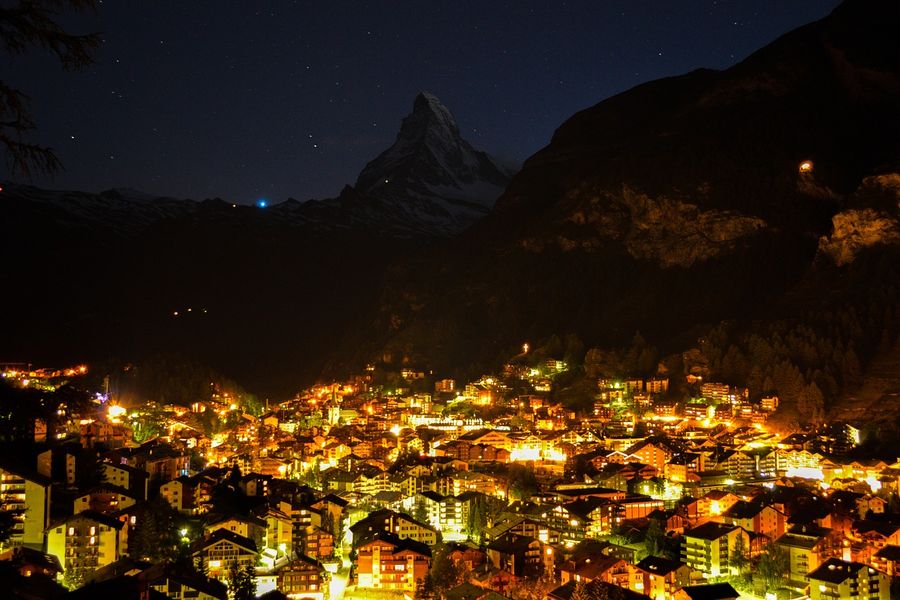 Zermatt, Switzerland Night View Photograph Print 100% Australian Made