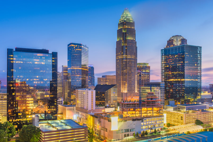 Charlotte Skyline View Photograph, North Carolina, USA Print 100% Australian Made