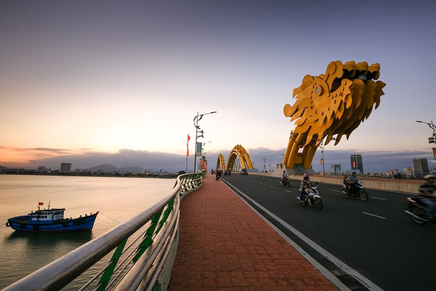 Dragon Bridge in Sunset in Da Nang, Vietnam Print 100% Australian Made