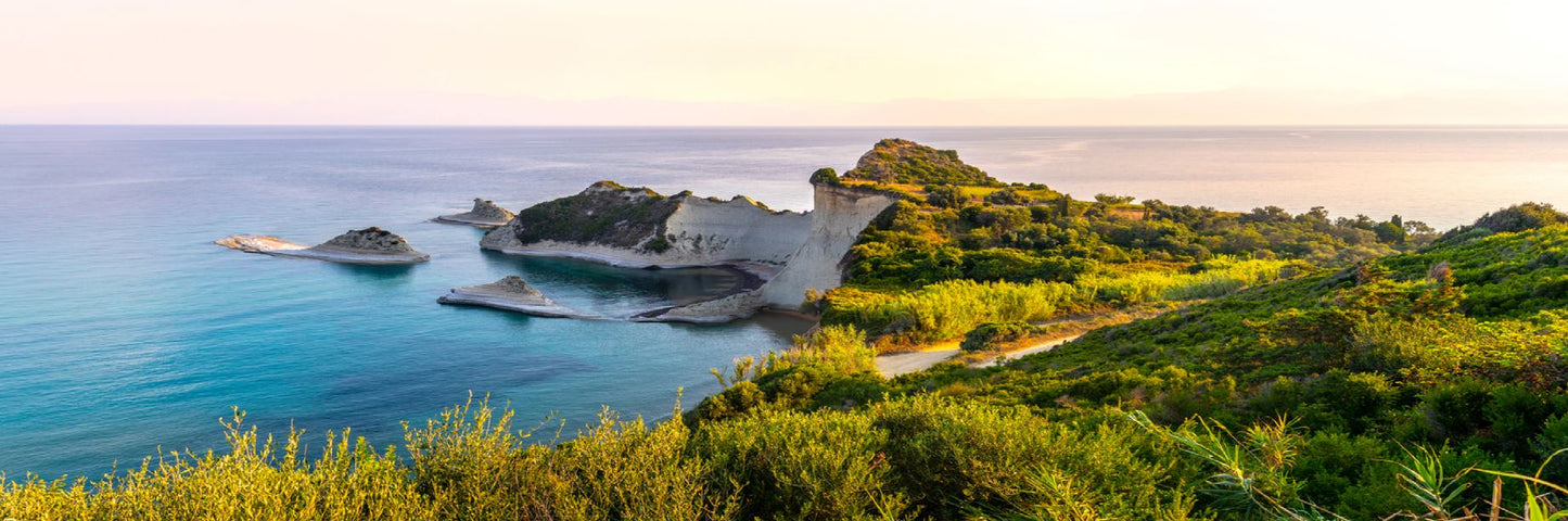 Panoramic Canvas Cape Drastis Corfu Beach Photograph High Quality 100% Australian Made Wall Canvas Print Ready to Hang