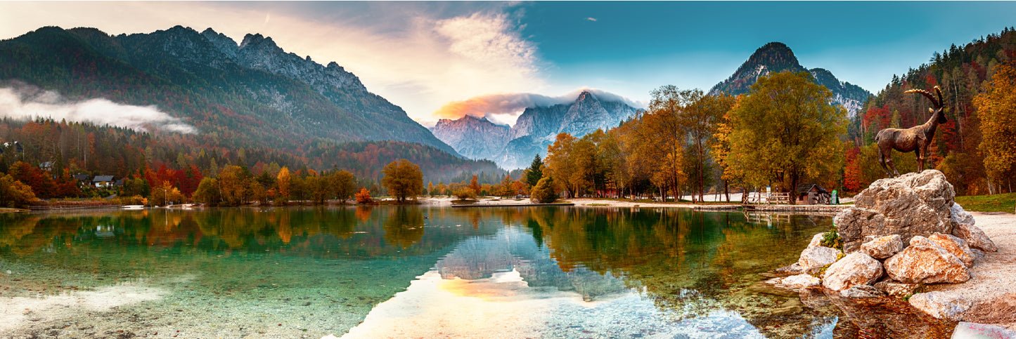 Panoramic Canvas Jasna Lake Mountains View Photograph High Quality 100% Australian Made Wall Canvas Print Ready to Hang