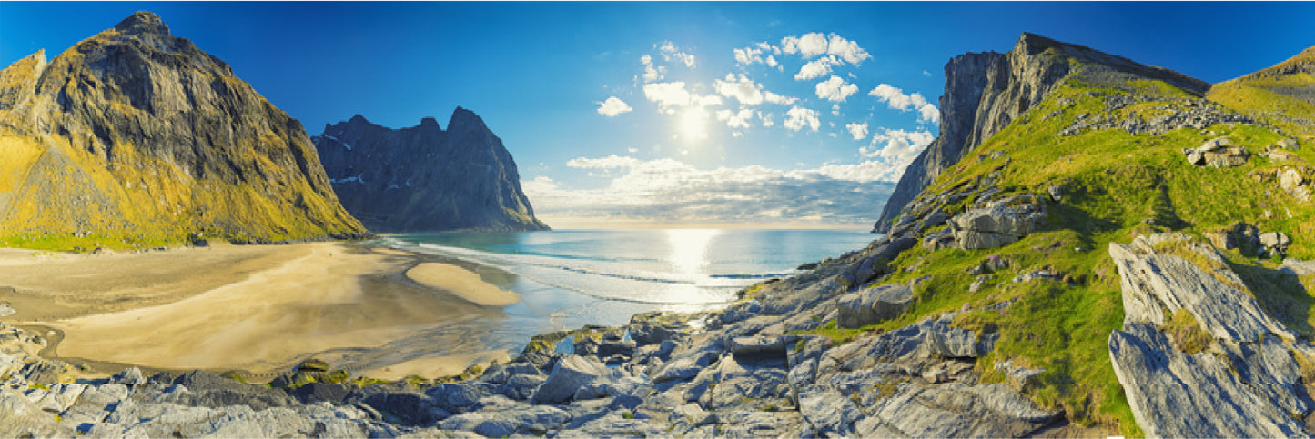 Panoramic Canvas Mountains & Sea Sky View Photograph High Quality 100% Australian Made Wall Canvas Print Ready to Hang