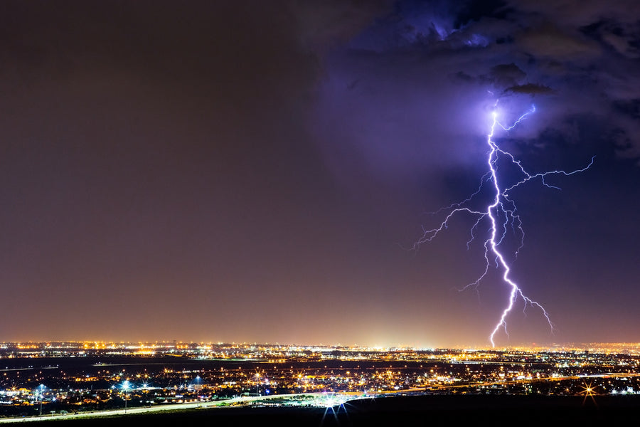 Lighting on City Night View Photograph Print 100% Australian Made