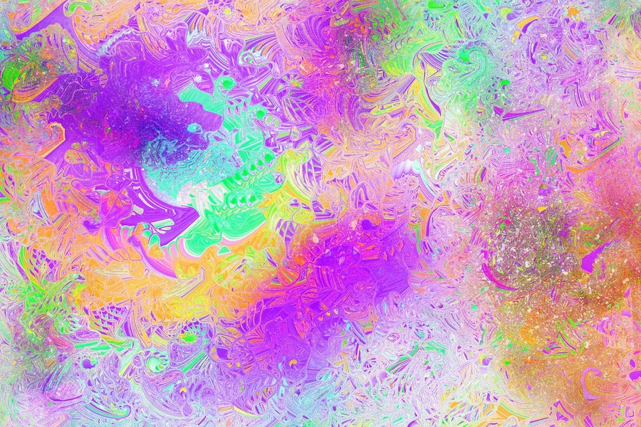 Green Purple & Orange Abstract Design Print 100% Australian Made