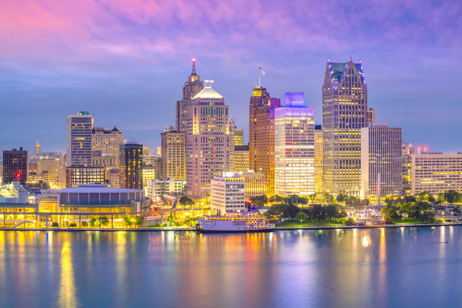 Detroit Skyline Photograph, Ontario Canada Print 100% Australian Made