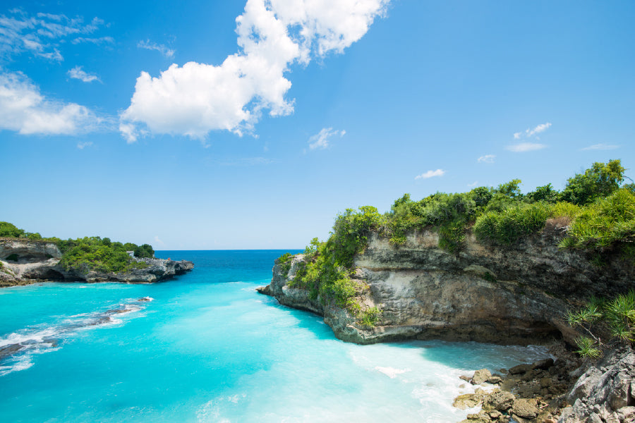 Rocky Blue Lagoon Nusa Beach View Photograph Home Decor Premium Quality Poster Print Choose Your Sizes