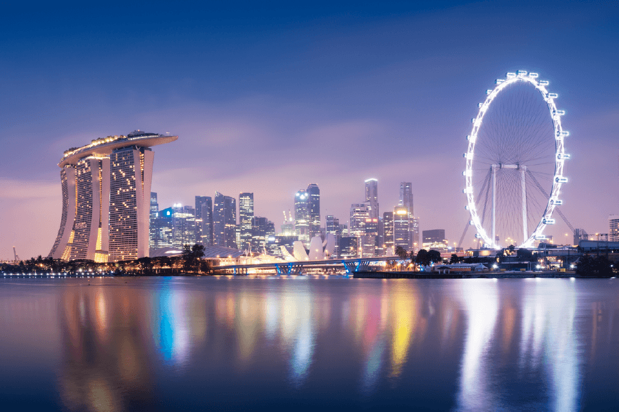 Singapore Skyline at Night. Print 100% Australian Made
