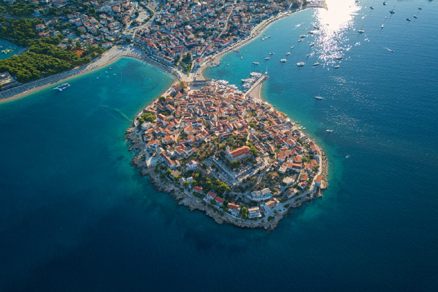 Old Town Adriatic Coast Aerial View Photograph Print 100% Australian Made