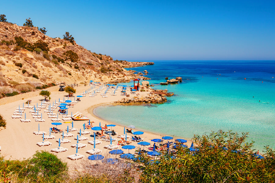 Nissi Beach with Hats View Photograph Home Decor Premium Quality Poster Print Choose Your Sizes