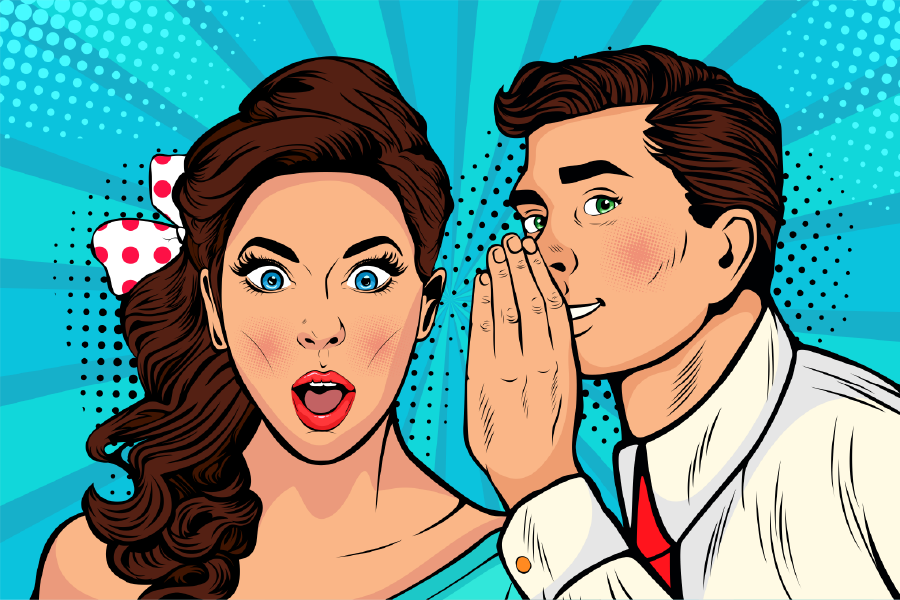 Man Whispering To Woman Illustration Print 100% Australian Made