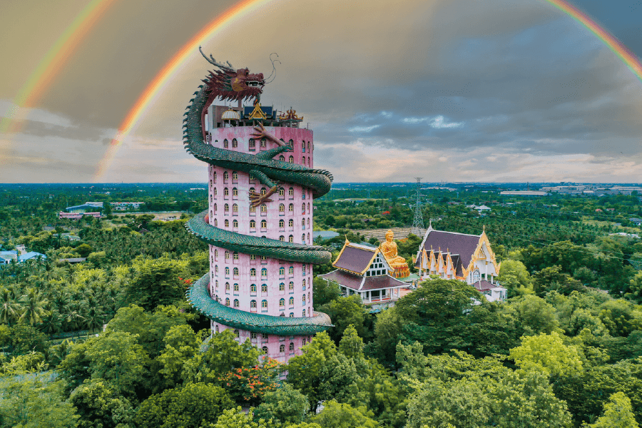 Dragon Temple Aerial View Print 100% Australian Made